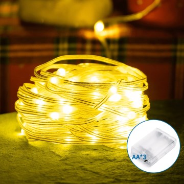 Aigostar - LED Christmas chain 100xLED/3xAA 10,3m warm white