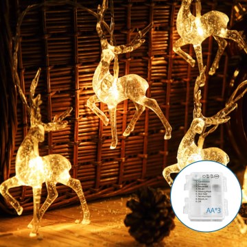 Aigostar - LED Christmas chain 20xLED/3xAA 3,3m reindeers