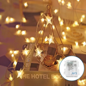 Aigostar - LED Christmas chain 20xLED/3xAA 3,3m stars