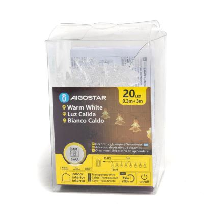 Aigostar - LED Christmas chain 20xLED/3xAA 3,3m trees