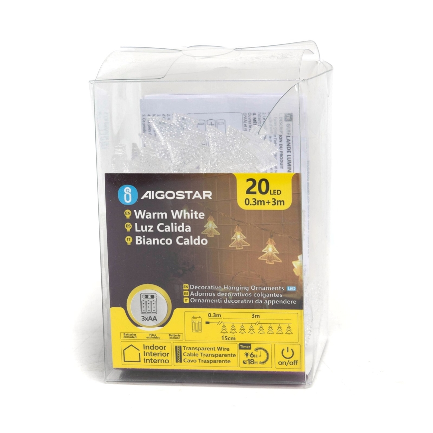 Aigostar - LED Christmas chain 20xLED/3xAA 3,3m trees