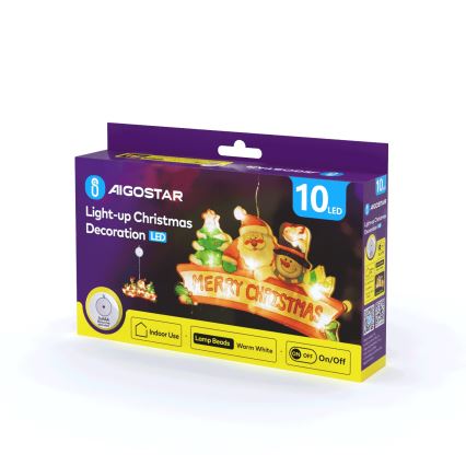 Aigostar - LED Christmas Decoration 10xLED/3xAAA Merry Christmas 13 cm