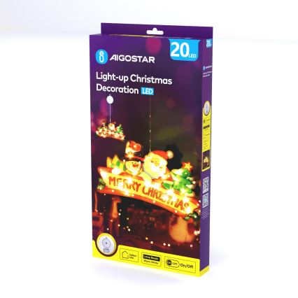 Aigostar - LED Christmas Decoration 20xLED/3xAAA Merry Christmas 23 cm