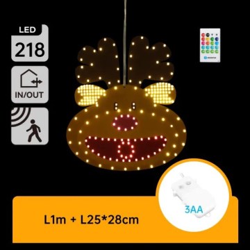 Aigostar - LED Christmas Decoration 218xLED/3xAA IP44 + Remote Control Reindeer 28 cm