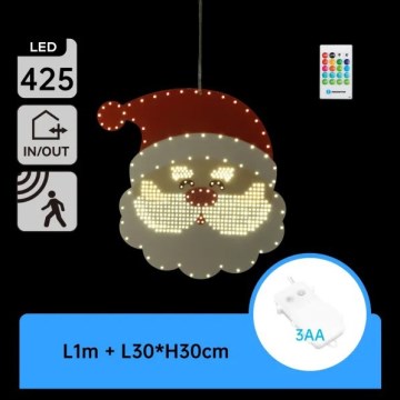 Aigostar - LED Christmas Decoration, 425 LEDs, 3xAA, IP44, with Remote Control — 30 cm Santa