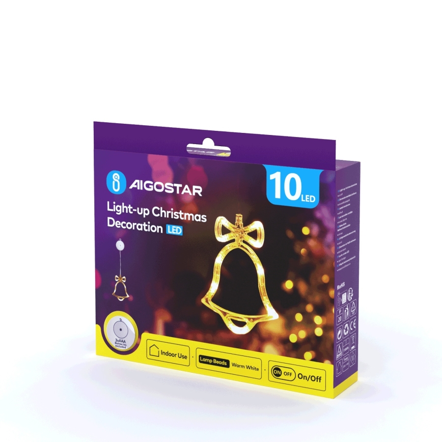 Aigostar - LED Christmas decoration LED/3xAAA bell 18cm