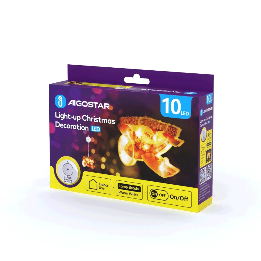 Aigostar - LED Christmas decoration LED/3xAAA Christmas airplane 17cm