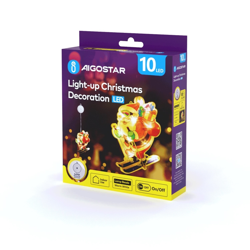 Aigostar - LED Christmas decoration LED/3xAAA Santa on skis 23cm