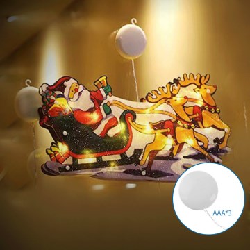 Aigostar - LED Christmas decoration LED/3xAAA Santa with reindeers 13,4cm