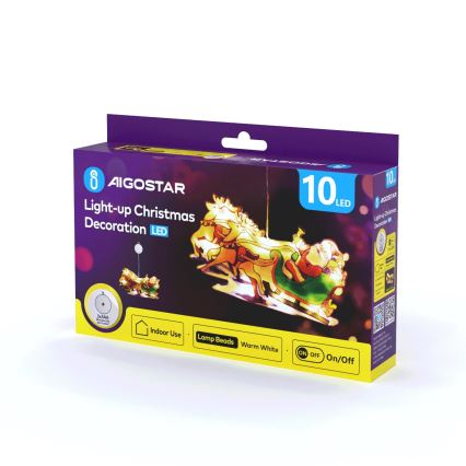 Aigostar - LED Christmas decoration LED/3xAAA Santa with reindeers 13,4cm