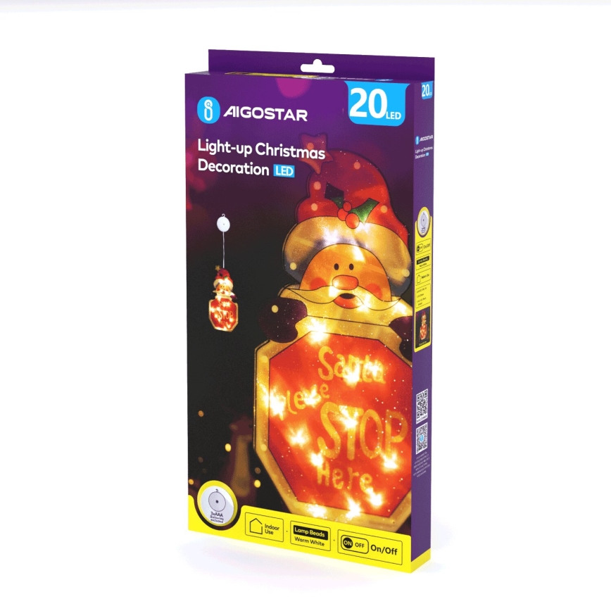 Aigostar - LED Christmas decoration LED/3xAAA Santa with sign 45cm