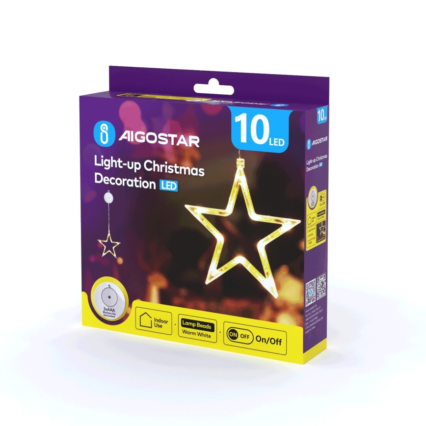 Aigostar - LED Christmas decoration LED/3xAAA star 19cm