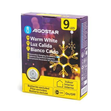 Aigostar - LED Christmas decoration LED/3xAAA warm white snowflake 19cm