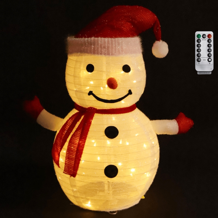 Aigostar - LED Outdoor Christmas Snowman Decoration, 50 LEDs, Battery-powered (3×AA), 0.7 m, IP44, with Remote Control