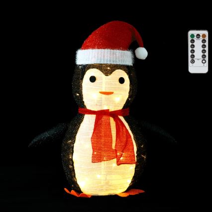 Aigostar - LED Outdoor Christmas Penguin Decoration, 50 LEDs, 0.7 m, 3×AA, IP44, with Remote Control