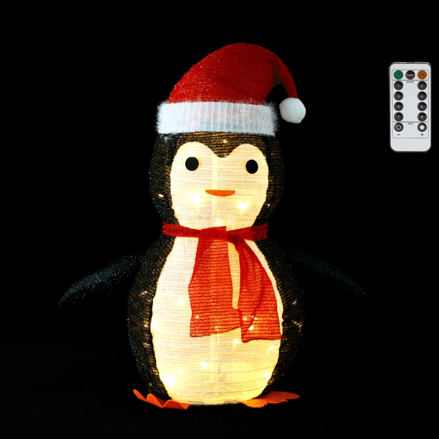 Aigostar - LED Outdoor Christmas Penguin Decoration, 50 LEDs, 0.7 m, 3×AA, IP44, with Remote Control