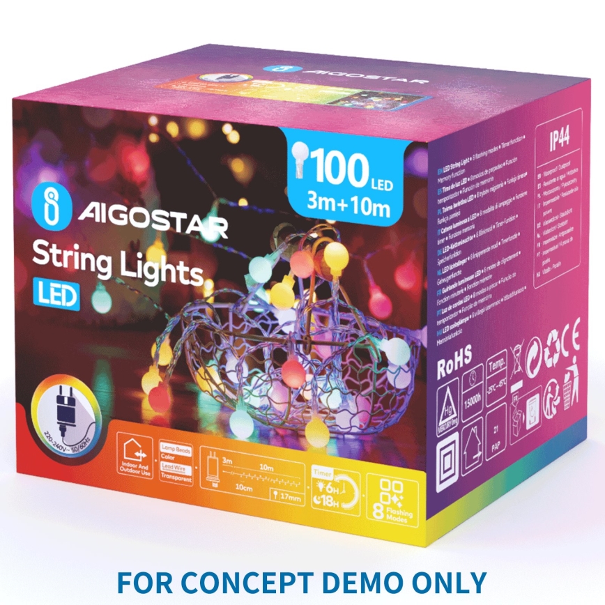 Aigostar - LED outdoor Christmas snowflake projector LED/5W/230V IP44 multicolor