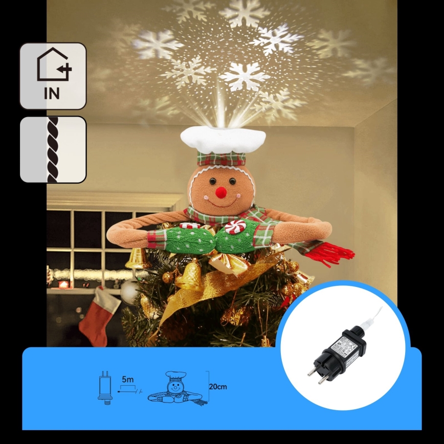 Aigostar - LED Christmas Snowflake Projector LED/5W/230V Cold White Gingerbread