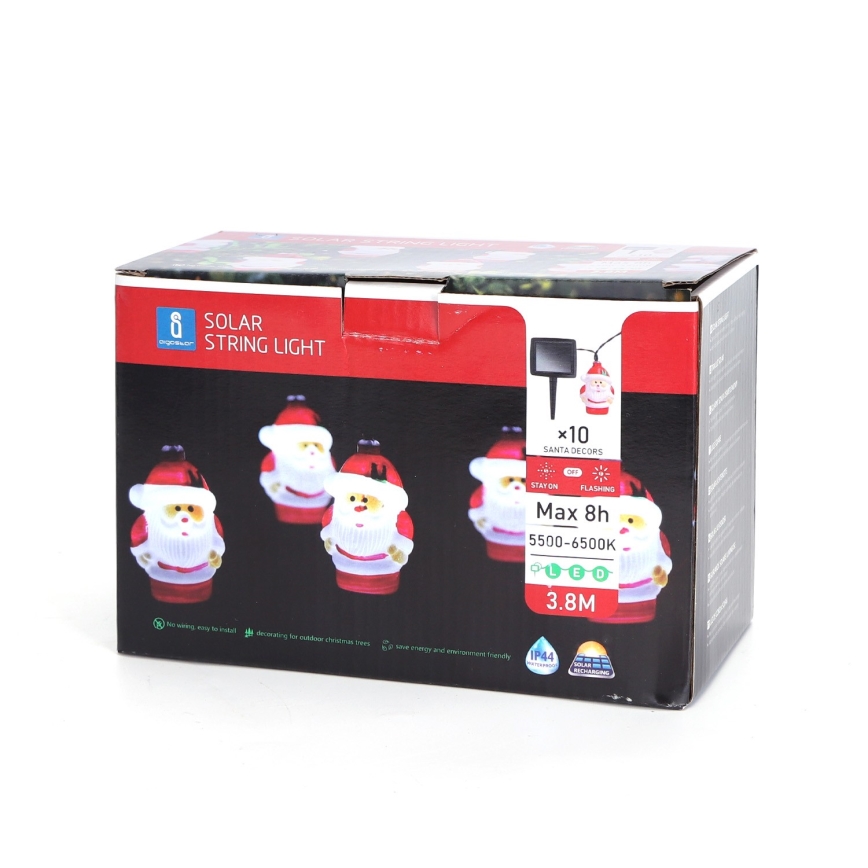 Aigostar - LED Christmas solar chain 10xLED/3,8 m IP44 cool white