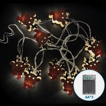 Aigostar - LED Christmas String 20xLED/3xAA 3m Warm White Reindeer