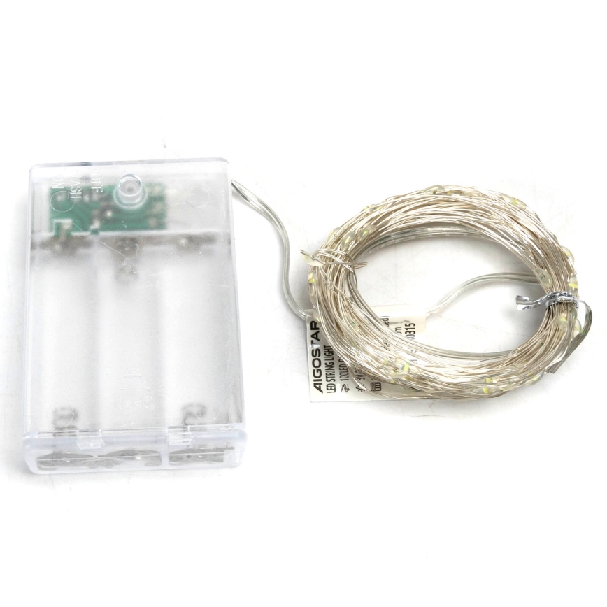 Aigostar - LED Christmas string lights 100 LEDs / 3xAA 10.3m cool white