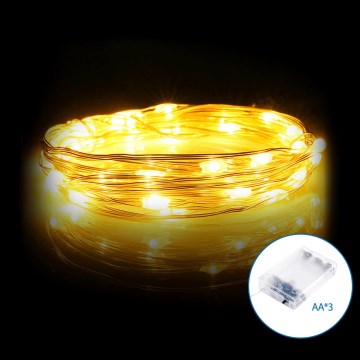 Aigostar - LED Christmas string lights 100xLED/3xAA 10.3m warm white