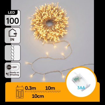 Aigostar - LED Christmas string lights 100xLED/3xAA 10.3m warm white