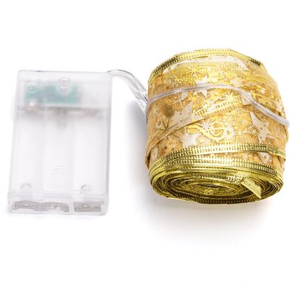 Aigostar - LED Christmas String Lights 100 LEDs / 3xAA, 10 m, warm white, gold