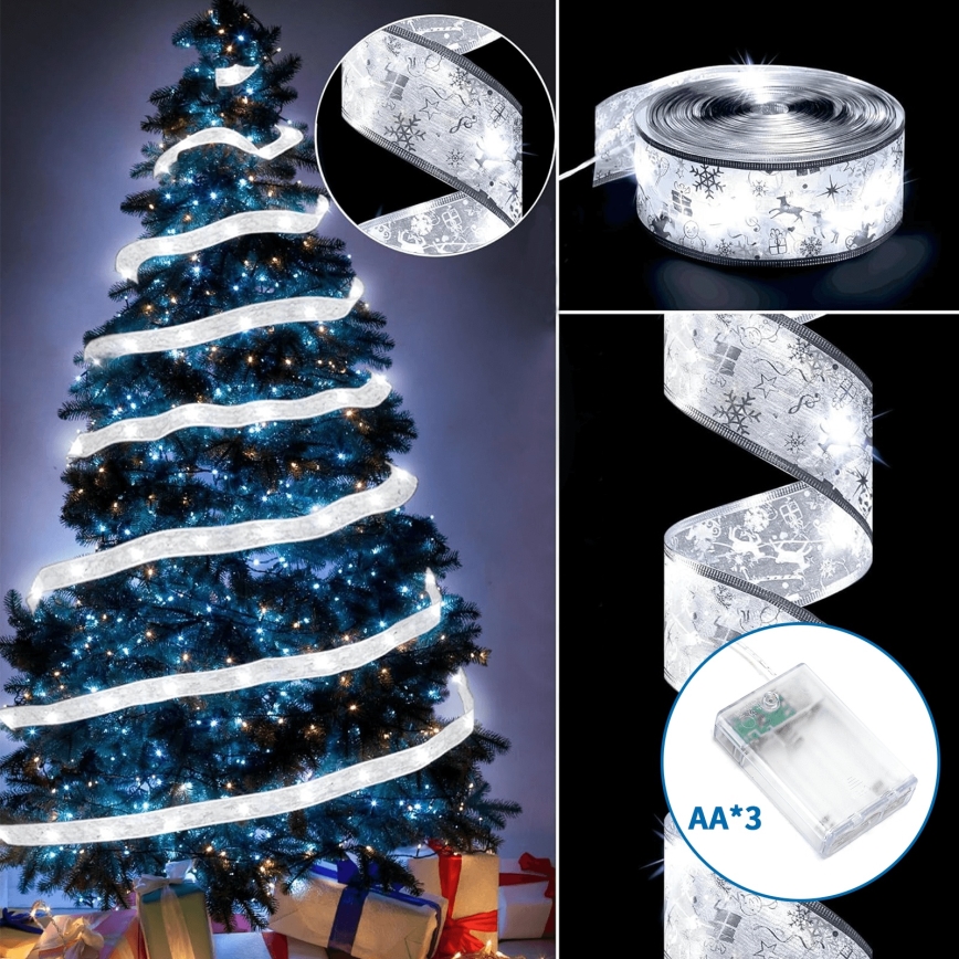 Aigostar - LED Christmas string lights 100xLED/3xAA 10 m warm white, silver