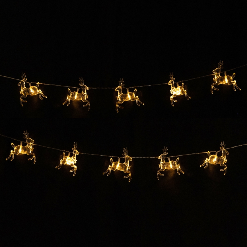 Aigostar - LED Christmas String Lights 10xLED/3xAA 1.5 m Warm White Reindeer