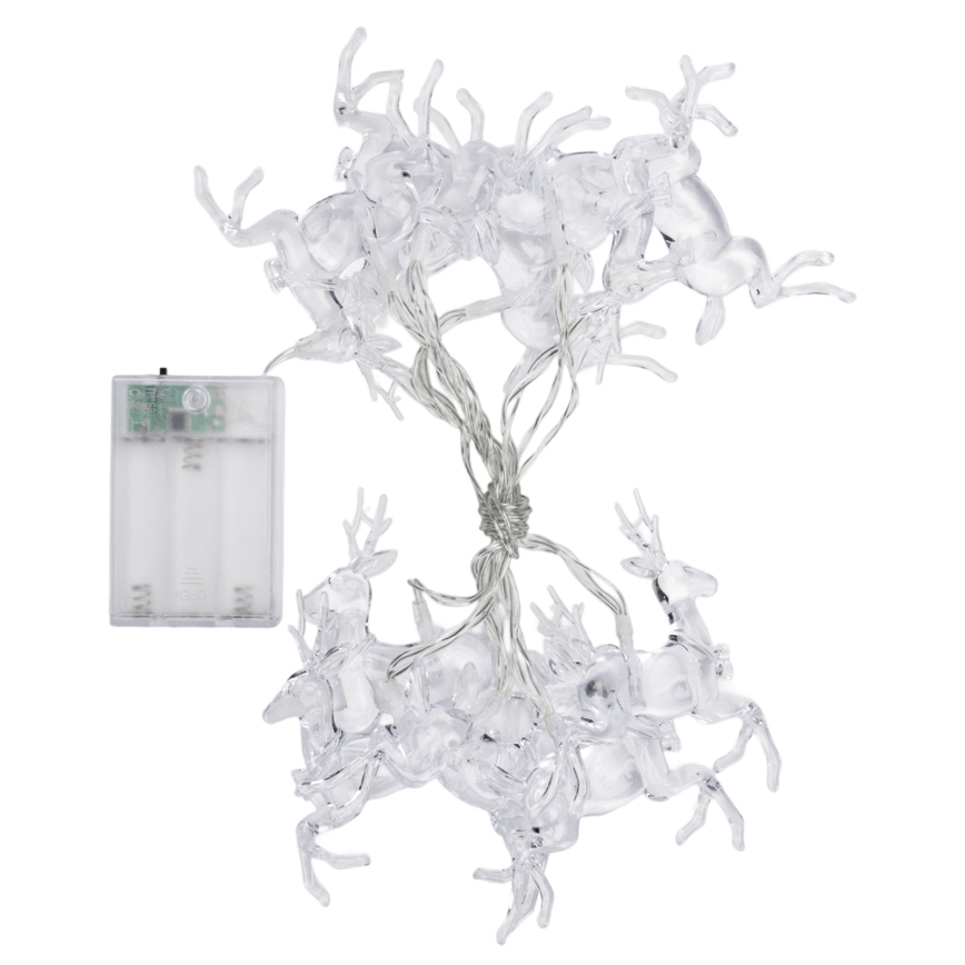 Aigostar - LED Christmas string lights 10xLED/3xAA 1.5m warm white reindeer