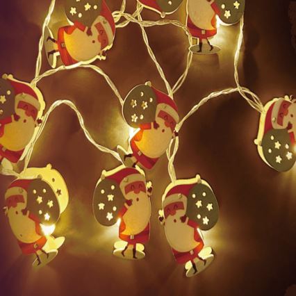 Aigostar - LED Christmas String Lights 10xLED/3xAA 1.5m Warm White Santa Claus