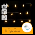 Aigostar - LED Christmas string lights 10xLED/3xAA 1,5m warm white snowflakes
