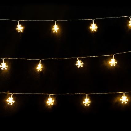 Aigostar - LED Christmas string lights 10xLED/3xAA 1,5m warm white snowflakes
