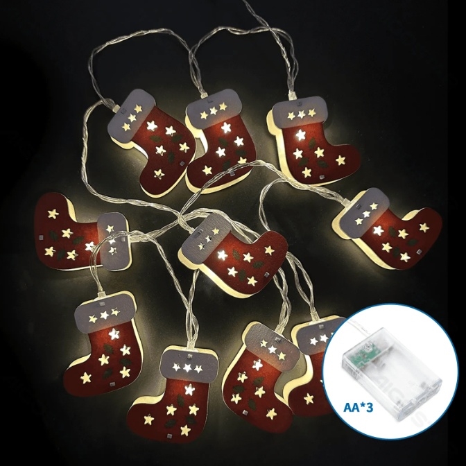 Aigostar - LED Christmas string lights 10xLED/3xAA 1,5m warm white stockings