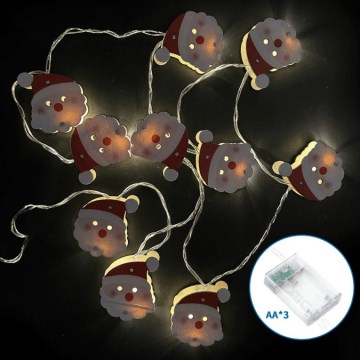 Aigostar - LED Christmas string lights 20 LEDs / 3xAA 3 m warm white Santa Claus