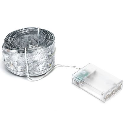 Aigostar - LED Christmas string lights 20xLED/3xAA 2 m warm white silver