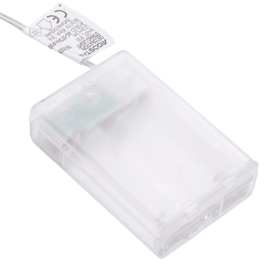 Aigostar - LED Christmas string lights 20xLED/3xAA 2 m warm white silver