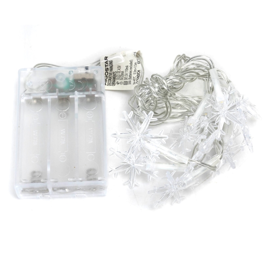 Aigostar - LED Christmas string lights 20xLED/3xAA 3.3m snowflakes