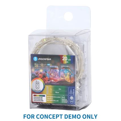 Aigostar - LED Christmas string lights 40xLED/2x3V 4m multicolor