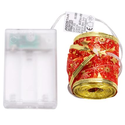 Aigostar - LED Christmas String Lights 50 LEDs / 3xAA, 5 m — Warm White & Red