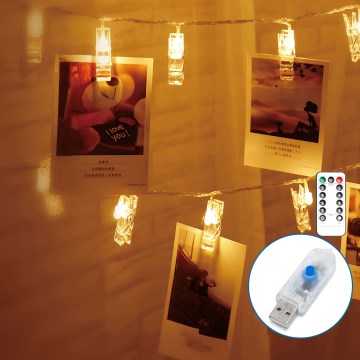 Aigostar - LED Decorative String Lights 20xLED/5W/USB 6 m Warm White