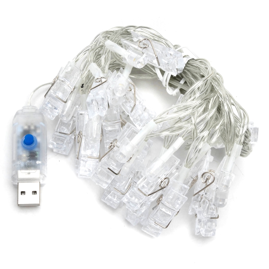 Aigostar - LED Decorative String Lights 20xLED/5W/USB 6 m Warm White