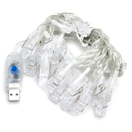 Aigostar - LED Decorative String Lights 20×LED / 5W / USB, 6 m, Warm White