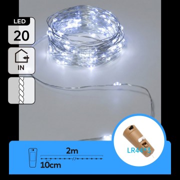 Aigostar - LED Decorative String Lights with Bottle Stopper 20xLED/3xLR44 2m Cool White