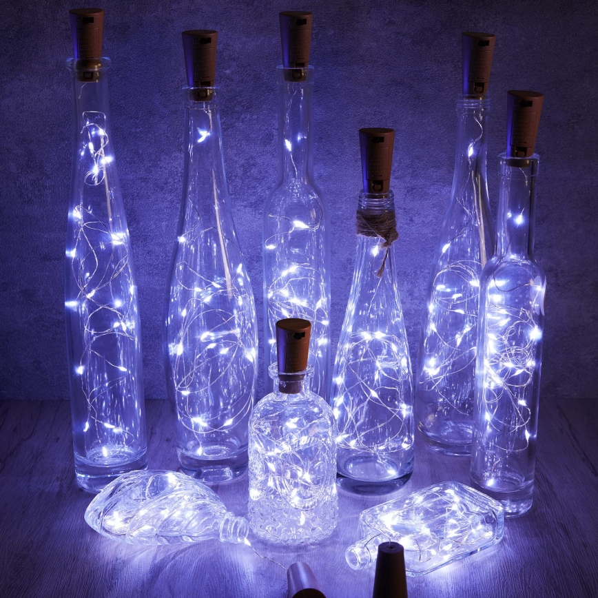 Aigostar - LED Decorative String Lights with Bottle Stopper 20xLED/3xLR44 2m Cool White
