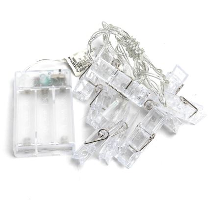Aigostar - LED Decorative String Lights with Clips, 20x LED / 3x AA, 3.3 m, Warm White