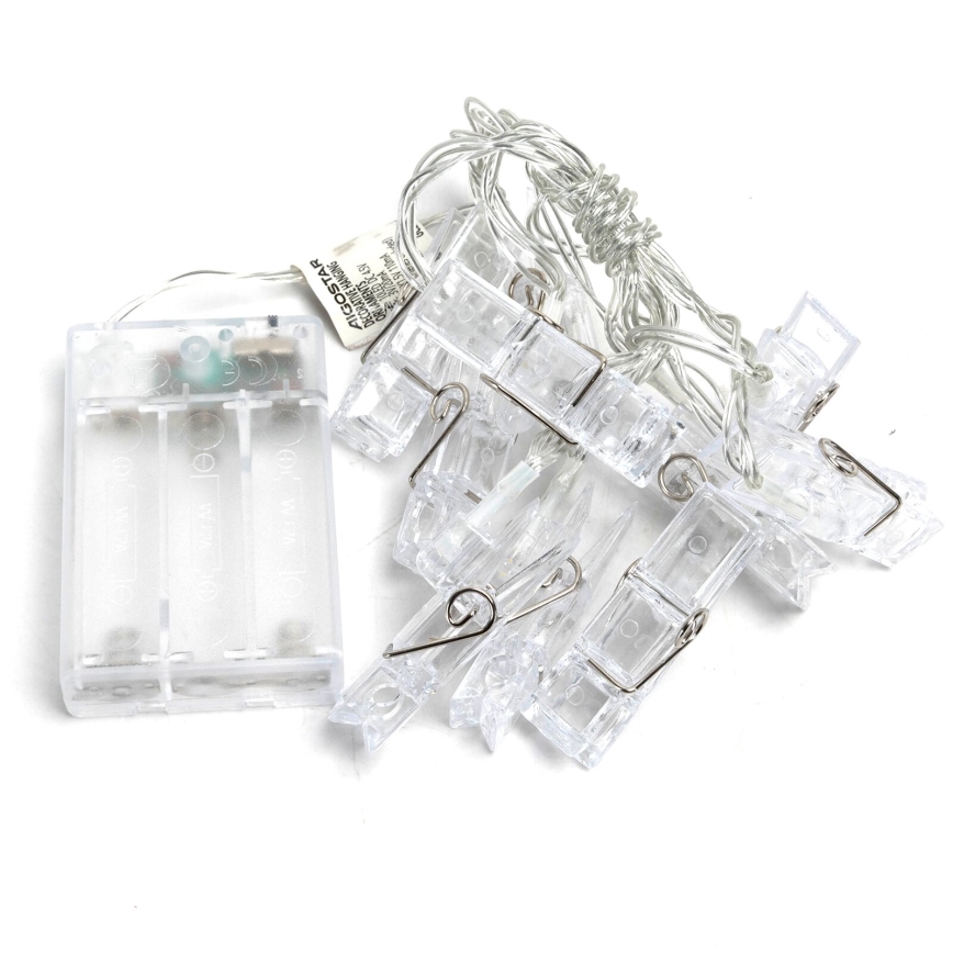 Aigostar - LED Decorative String Lights with Clips, 20x LED / 3x AA, 3.3 m, Warm White