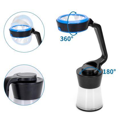 Aigostar - LED Dimmable camping flashlight 3in1 LED/3xAA black/blue
