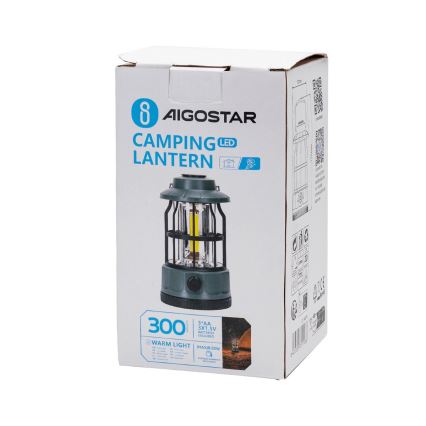 Aigostar - LED Dimmable camping flashlight LED/3xAA green 17,5 cm